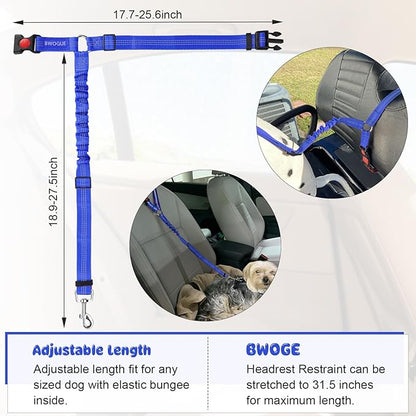 BWOGUE Pet Dog Cat Seat Belts, Car Headrest Restraint Adjustable Safety Leads - Image 3