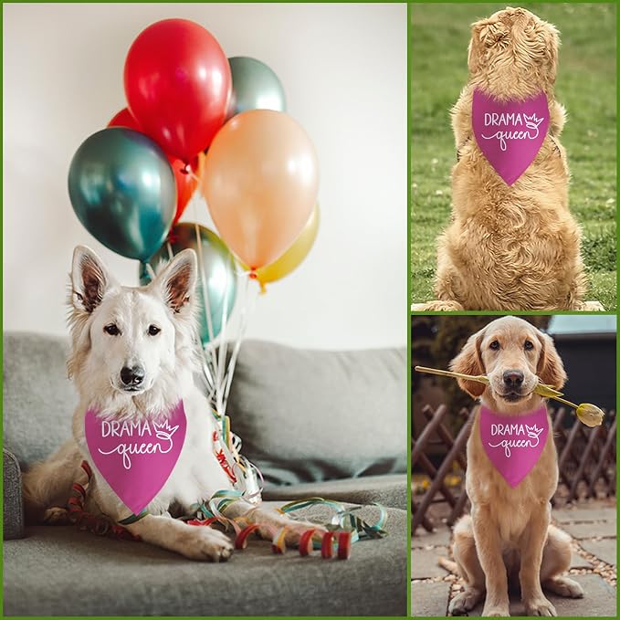 Drama Queen Printed Dog Bandana Funny Dogs Mom Birthday Gifts Pink Dog Bandana - Image 5