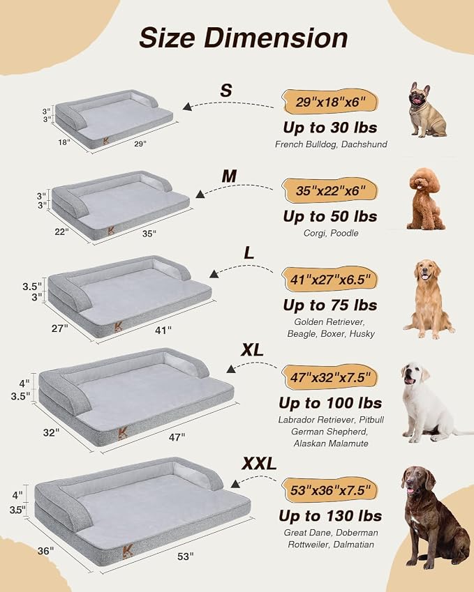 KSIIA Washable Dog Bed Large Sized Senior Dog, Orthopedic Warm Soft Pet Sofa - Image 7