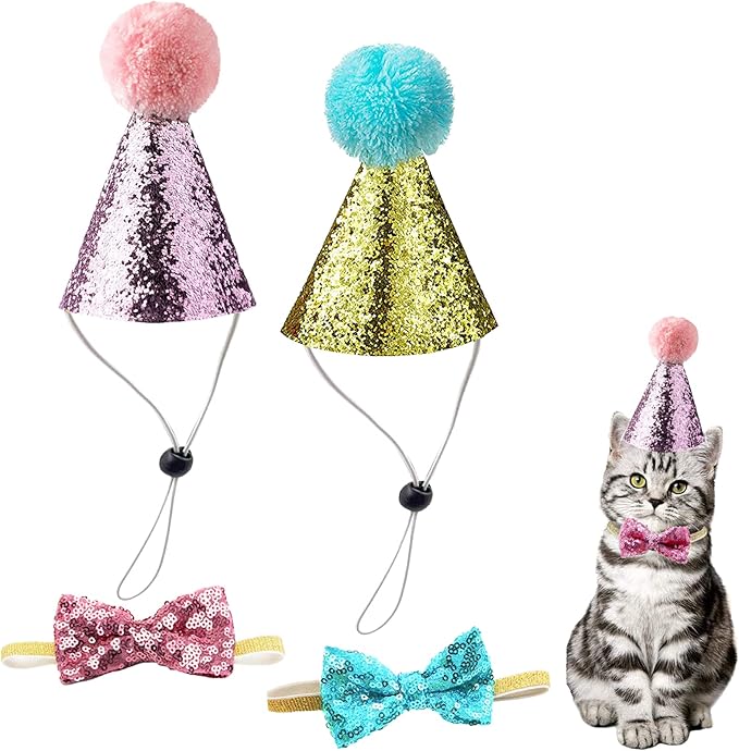 Christmas Pet Party Jazz Hat and Blingbling Bow Tie Breakaway Collar Set by Arogheiz
