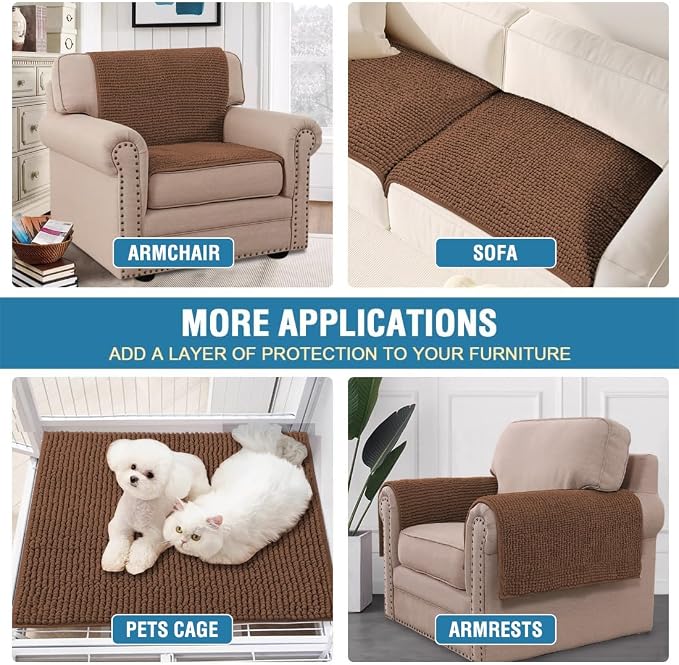 H.VERSAILTEX Plush Chenille Couch Armrest Cover 2 Packs Thick and Soft Sofa - Image 5