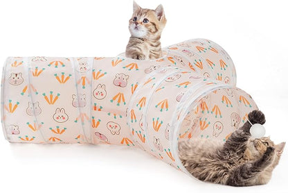 Tempcore Pet Tunnel Tube Toys 3 Way Collapsible, Cat Tunnels - Image 2