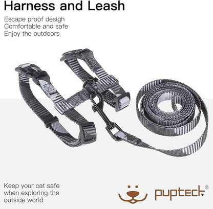 PUPTECK Adjustable Cat Harness and Leash Set Escape Proof Kitten Strap Collar - Image 2