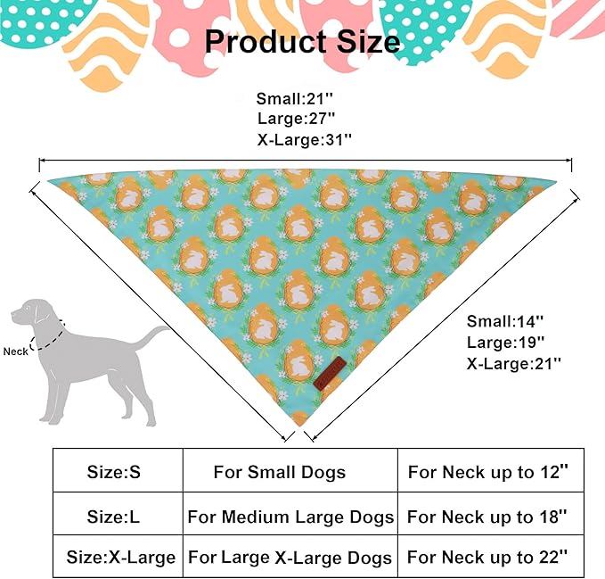 ADOGGYGO Easter Dog Bandana 2 Pack, Bunny Egg Carrot Print Pet Scarf Bib - Image 4