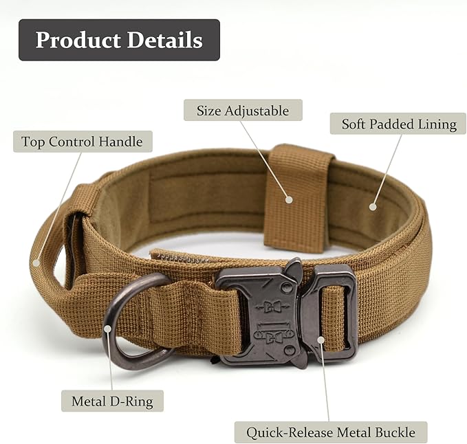Tactical Dog Collar, Adjustable Military Training Nylon Dog Collar - Image 3