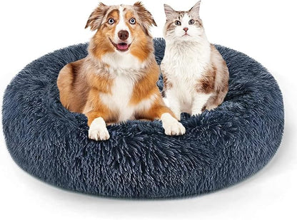 Original Calming Donut Dog and Cat Bed in Shag Fur, Dog Beds by Unknown