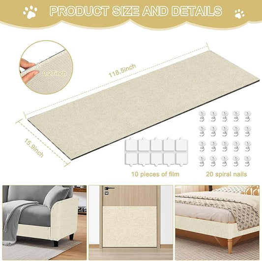 Cat Scratching Mat, 118.5"x15.9" Trimmable Self-Adhesive Cat Scratch Carpet - Image 2