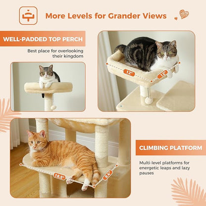 Cat Tree for Indoor Cats, 64.5" Tall Cat Tower - Image 5