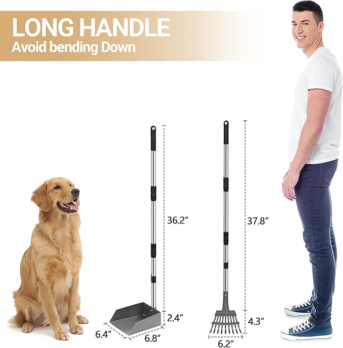 Heeyoo Dog Pooper Scooper, Dog Poop Tray and Rake Set, Pet Waste Removal Scoop - Image 3