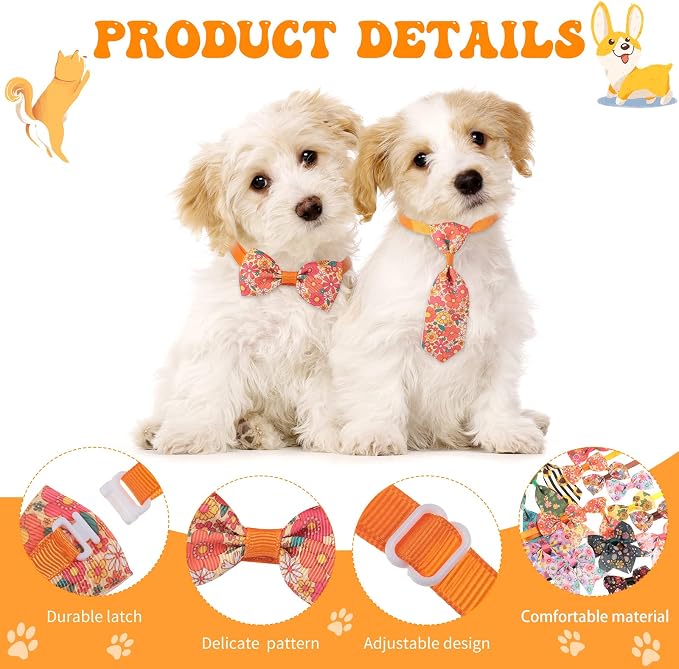 Reginary 100 Pieces Dog Bow Tie Collar Set Include 40 Dog Neckties, and 30 - Image 3