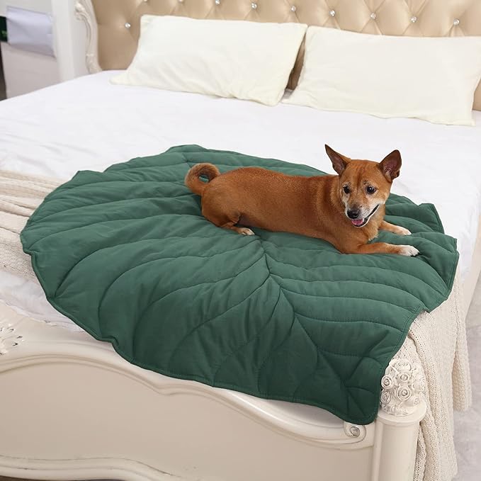56x42 Inch Leaf Shaped Cotton Dog Blanket, Extra Large Pet Blanket - Image 7