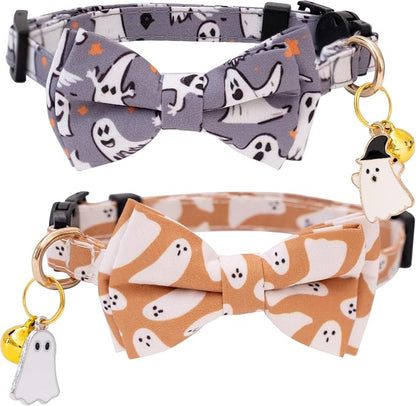 Faygarsle 2 Pack Halloween Breakaway Cat Collar Collection Ghosts Pattern Cute by Faygarsle