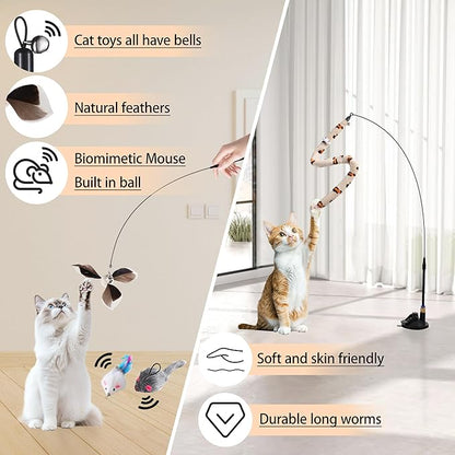 Soarer 4-in-1 Interactive Cat Feather Toys, Enhanced Suction Cup Cats Wand Toy - Image 4