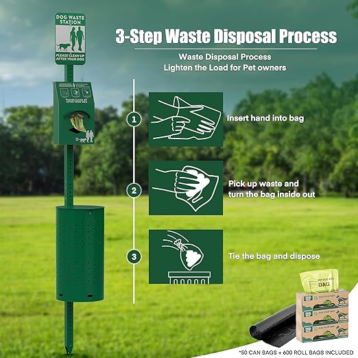 Dog Waste Station Outdoor, Pet Waste Disposal Station Rustproof Aluminum - Image 4