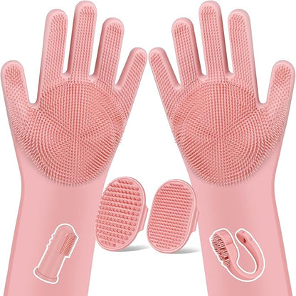 6PCS Pet Grooming Kit for Dogs, Cats and Horses | Dog Washing Gloves | Dog Bath by Augwind