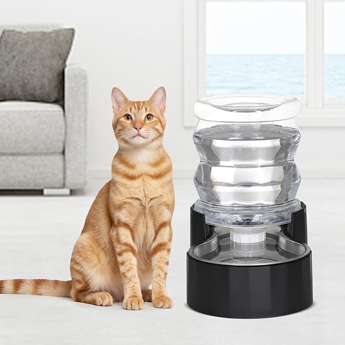 RIZZARI Automatic Gravity Pet Waterer Dispenser : 4L Black Stainless Steel Bowl - Image 6