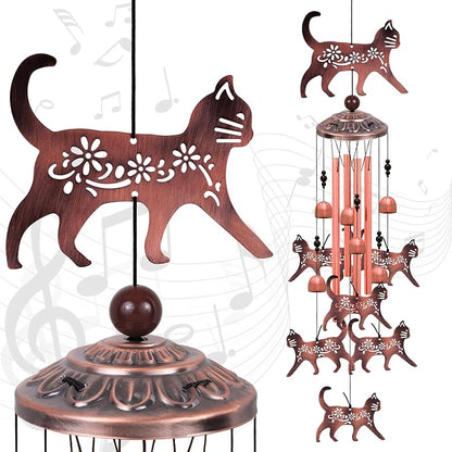 Outdoor Cat Wind Chimes, Gifts for Mom & Grandma & Woman & Family & Neighbor by Solawindchime