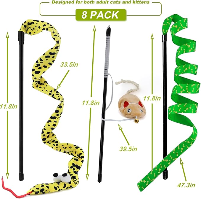 Interactive Cat Toy Wand with Catnip Mouse, Cat Teaser Wand Rainbow String - Image 4