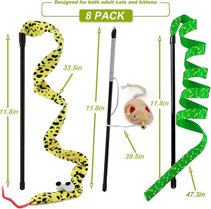 Interactive Cat Toy Wand with Catnip Mouse, Cat Teaser Wand Rainbow String - Image 4