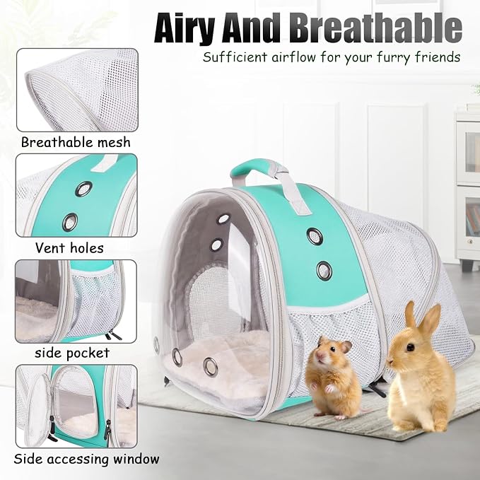 Back Expandable Backpack for Small Animals, Portable Travel Bag Breathable Pet - Image 3