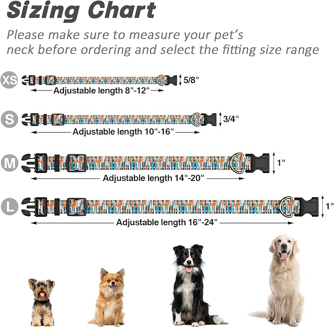 Reflective Dog Collar for Small Dogs, Cute Boho Adjustable Heavy-Duty Nylon - Image 7