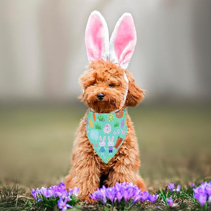 PTDECOR Easter Dog Bandana, Reversible Rabbit Easter Egg Dog Scarf - Image 3
