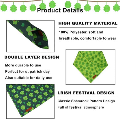 ADOGGYGO St Patrick Dog Bandana 2 Pack, Reversible Shamrock Pet Scarf Bib - Image 5
