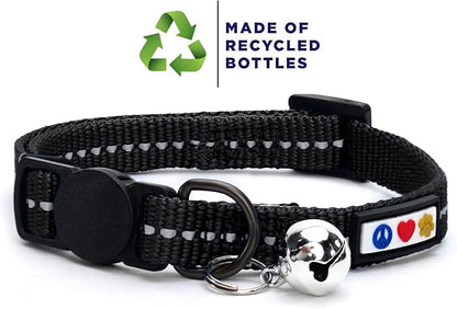 Pawtitas Recycled Black Reflective Cat Collar – Eco-Friendly Breakaway Safety - Image 2