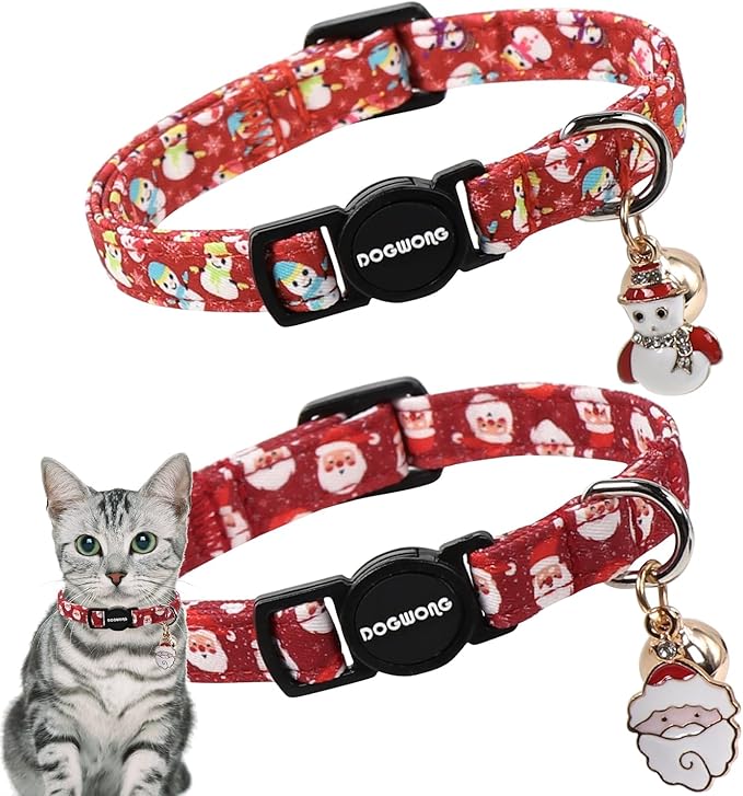 2 Pack Christmas Cat Collars Breakaway by DOGWONG