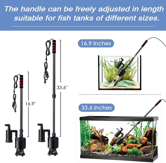 AQQA Electric Aquarium Gravel Cleaner, 6 in 1 Automatic Fish Tank Cleaning - Image 7