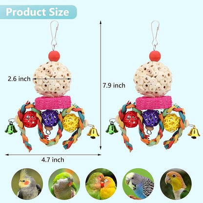 Wontee Bird Toys 3 Pack Parrot Foraging Hanging Toys Sola Ball Natural Nuts - Image 5