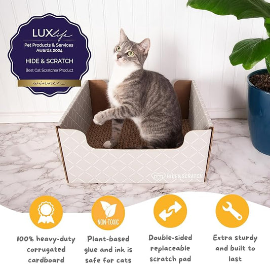 Hide & Scratch Cardboard Cat Scratcher Box & Bed - Image 2