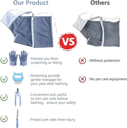 KlerRoem Cat Bathing Bag, Adjustable Anti-bite and Anti-Scratch Shower Mesh - Image 2