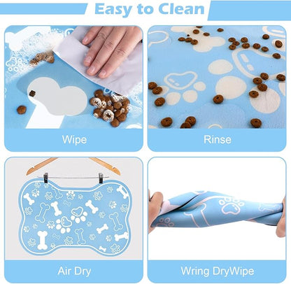 Dog Cat Mat for Food and Water, Rapid Absorbent Pet Feeding Mat, Bone Shaped - Image 5