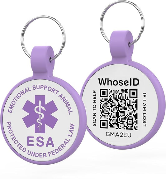 ESA Dog Tag, QR Code Dog Tag, Modifiable Free Pet Online Profile, Scannable QR by WhoseID