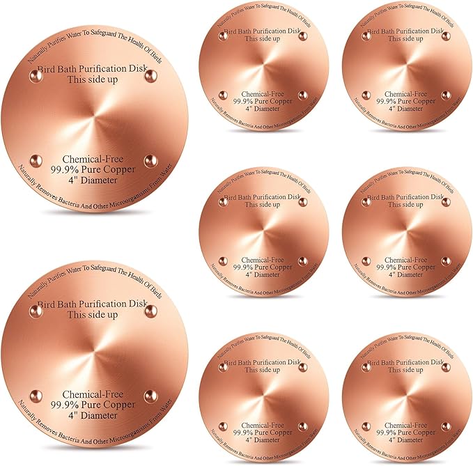 8 Pcs Bird Bath Copper Disk, 0.6mm Thick Reinforced 99.99% Pure Copper Birdbath by Unknown