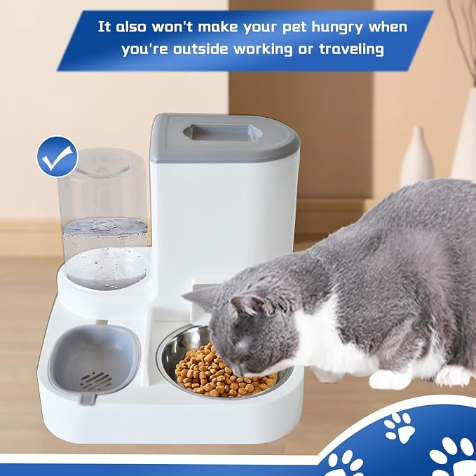 Automatic Cat Food and Water Dispenser Set 2 in 1, All-in-One Gravity Pet Feeder - Image 4