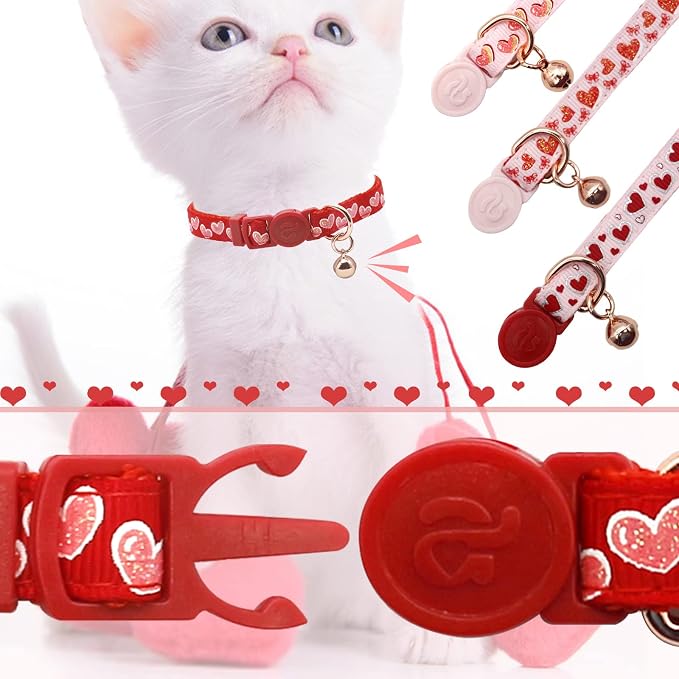 azuza 4 Pack Valentines Kitten Collar - Image 4