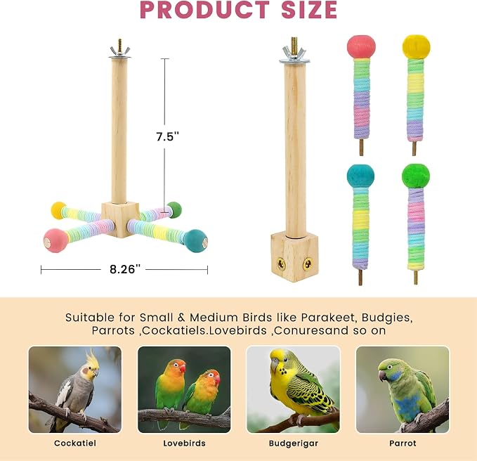 Upgraded Parrot Perch Toy, Rotating Bird Perch Stand - Image 2