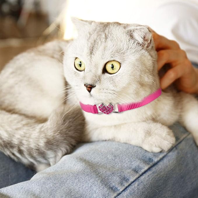 2 Pcs Cat Collars Heart Bling Breakaway - Image 4