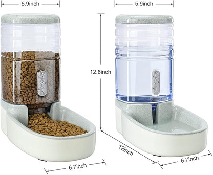 Automatic Dog Cat Feeder and Water Dispenser Gravity Food Feeder and Waterer Set - Image 4