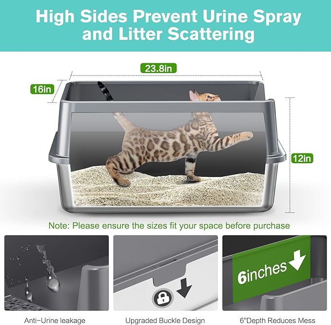 2PACK Stainless Steel Cat Litter Box - Image 3