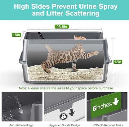 2PACK Stainless Steel Cat Litter Box - Image 3