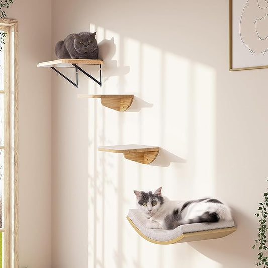 Cat Wall Shelf & Window Perch Combo, Wood Cats Wall Furniture - Image 2