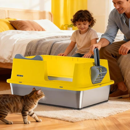 Stainless Steel Cat Litter Box, Open Top High-Sided Metal Litter Box - Image 8
