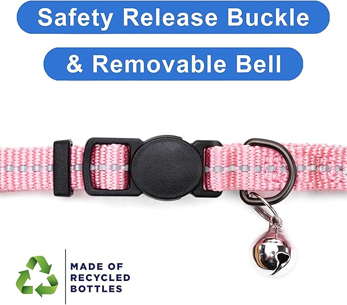 Pawtitas Recycled Pink Reflective Cat Collar – Eco-Friendly Breakaway Safety - Image 6