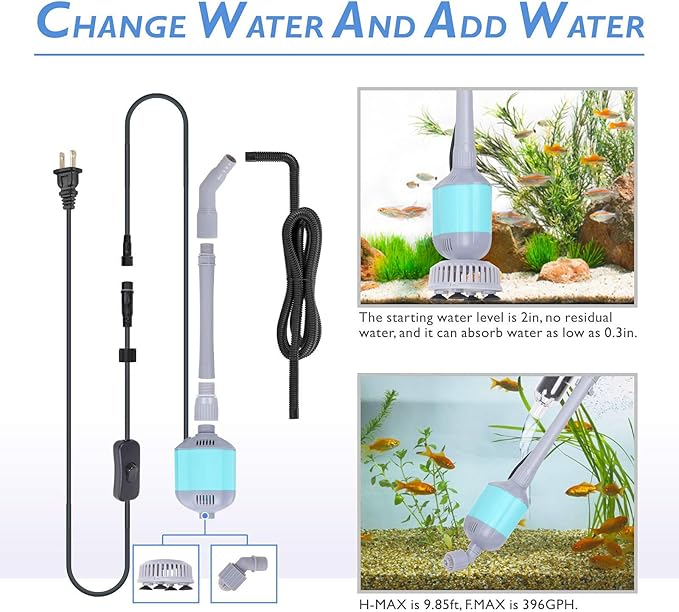 hygger 360GPH Electric Aquarium Gravel Cleaner, 5 in 1 Automatic Fish Tank - Image 3