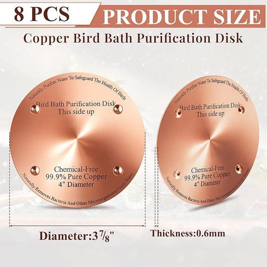 8 Pcs Bird Bath Copper Disk, 0.6mm Thick Reinforced 99.99% Pure Copper Birdbath - Image 2