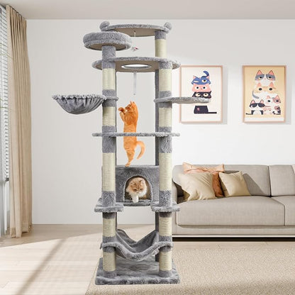 78.8" Large Cat Tree Tower for Indoor Kitties, Sisal Scratching Posts, Hammock - Image 7