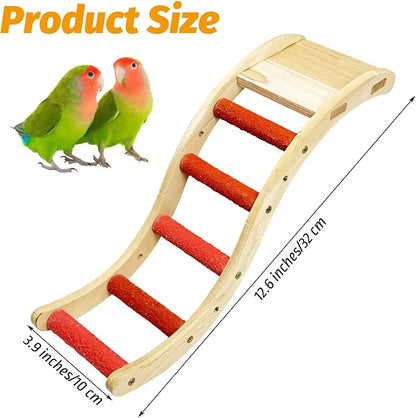 Hamiledyi Nature Wooden Bird Ladder Pet Parrots Climb Bridge Exercise Stands - Image 5